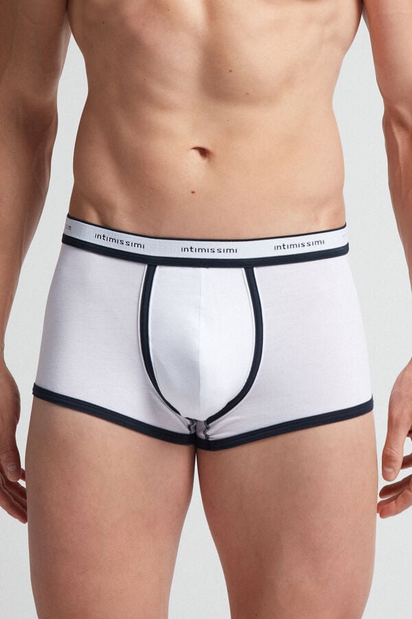 White / Blue Intimissimi Natural Fresh Cotton Men Boxer | AtwSGikB