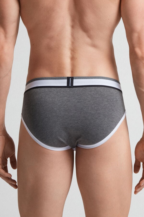 White / Deep Grey Intimissimi Two-Tone Superior Cotton Men Briefs | YTm47hRU