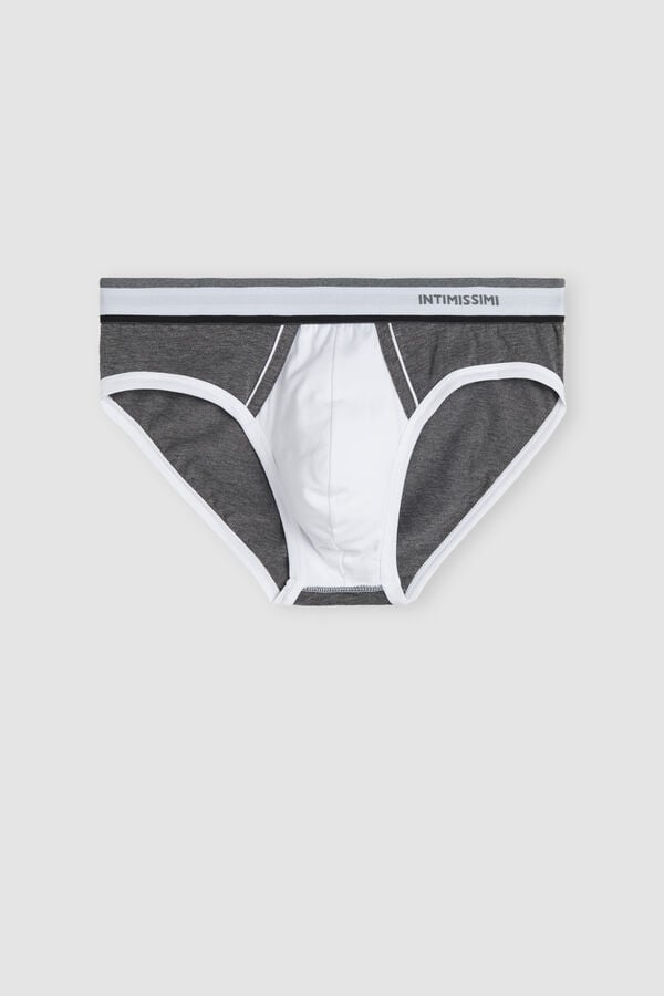 White / Deep Grey Intimissimi Two-Tone Superior Cotton Men Briefs | YTm47hRU