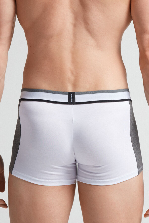 White / Deep Grey Intimissimi Two-Tone Superior Cotton Men Boxer | ZagChB20