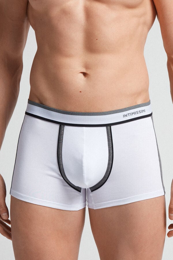 White / Deep Grey Intimissimi Two-Tone Superior Cotton Men Boxer | ZagChB20